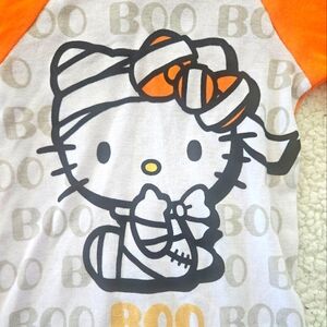 Hello Kitty girls‎ longsleeve orange & white mummy hello kitty "boo" top size 4